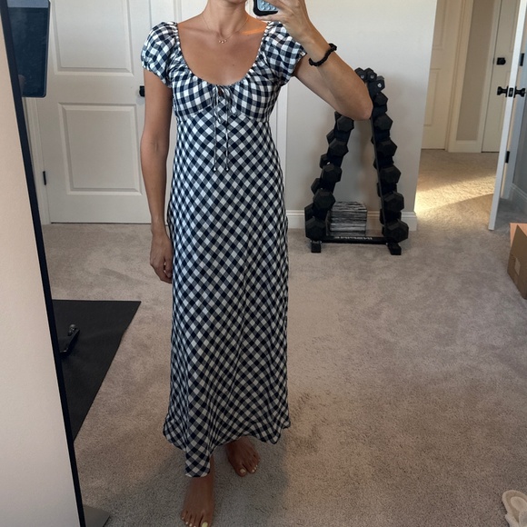 NWT | GAP x DÔEN 100% Linen Gingham Midi Dress - Picture 1 of 3